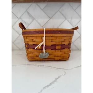 1997 Longaberger Small Market Basket w/ Pewter Tie-On